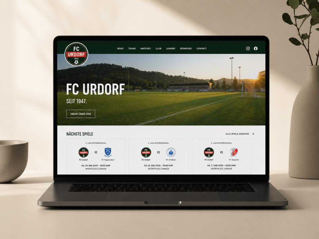 Grafische Darstellung eines Fussballfelds mit Trikot als Sinnbild für die Vereinswebsite